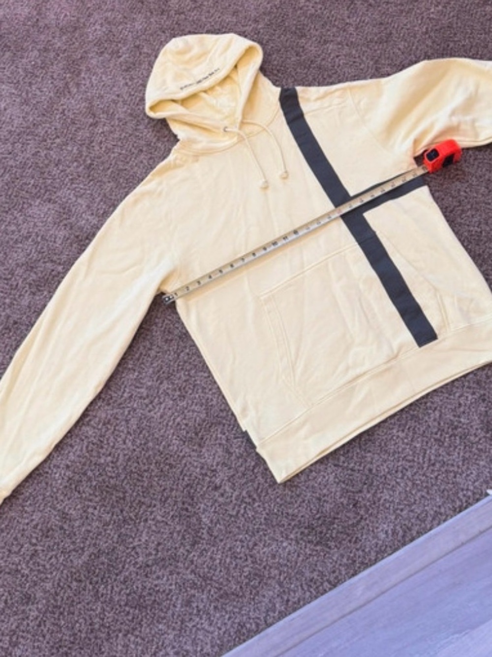 Helmut Lang Logo Stripe Yellow Hoodie Size Medium Made in Portugal